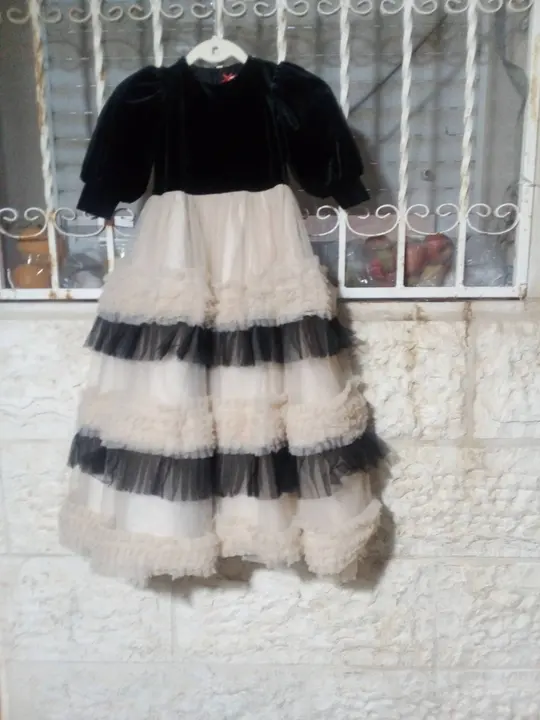 Black velvet top with tiered tulle skirt
