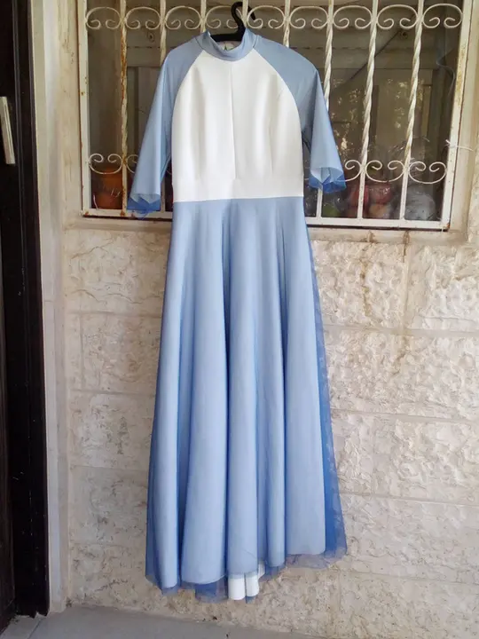Blue and white gown